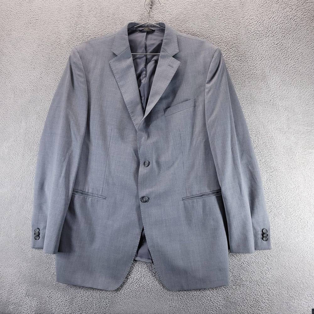 Banana Republic Suit Jacket Mens 44R Gray Wool Modern Fit Striped Wedding Office